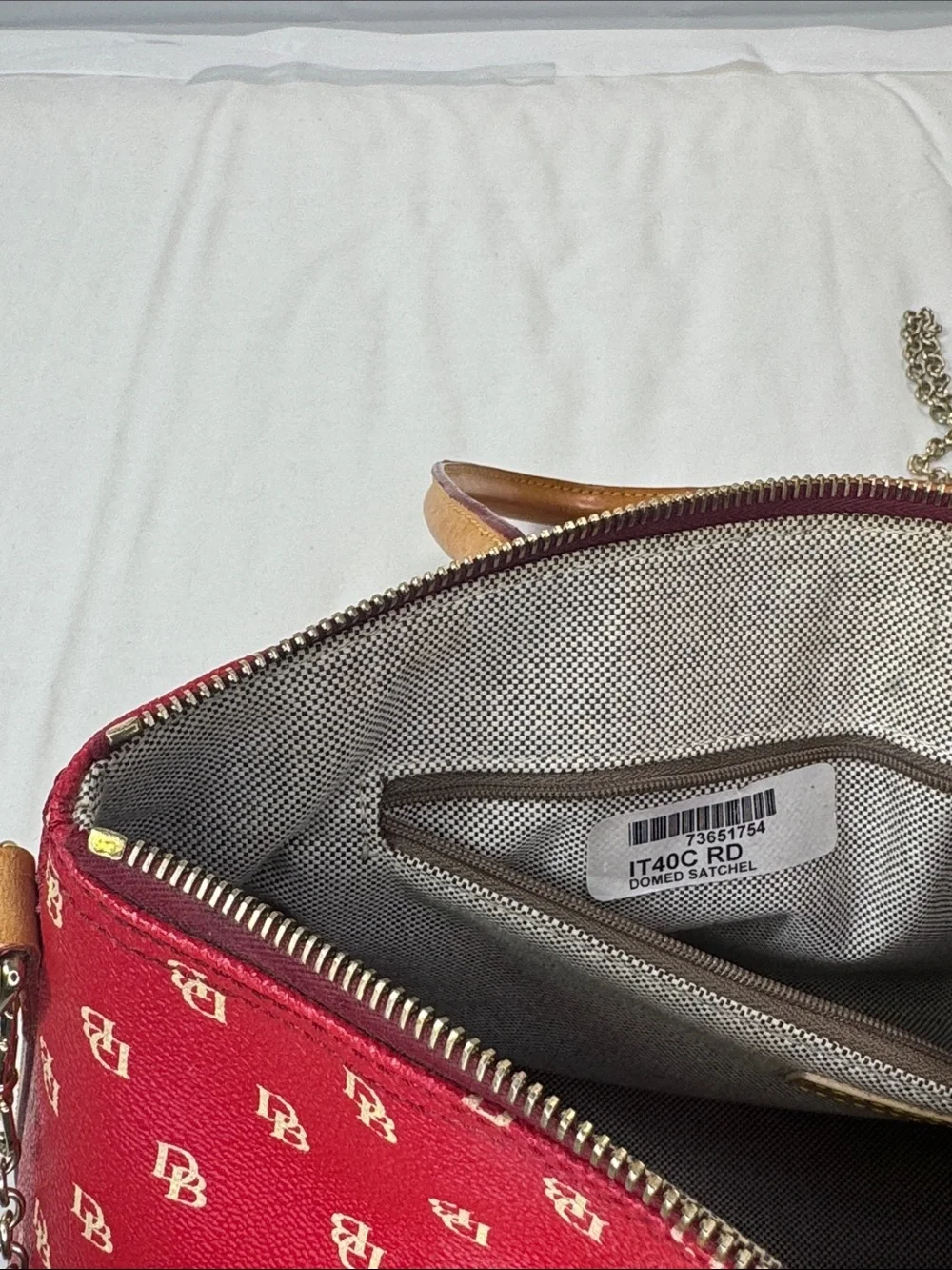 Dooney & Bourke Red Monogram Domed Satchel‎ Bag
